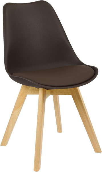 Esszimmerstuhl Design Stuhl aus PP, Kunstleder, Schaumstoff, Massivholz, Braun