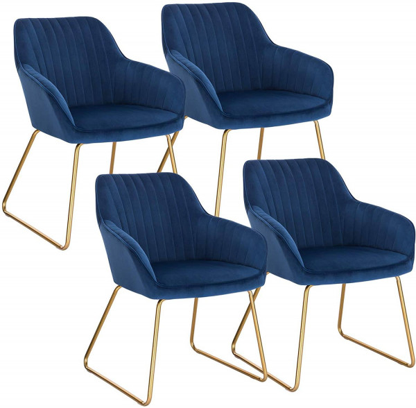 4er-Set Esszimmerstühle aus Samt Modell Stella,blau