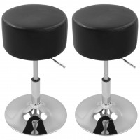 Set of 2 faux leather bar stools with chromed metal frame