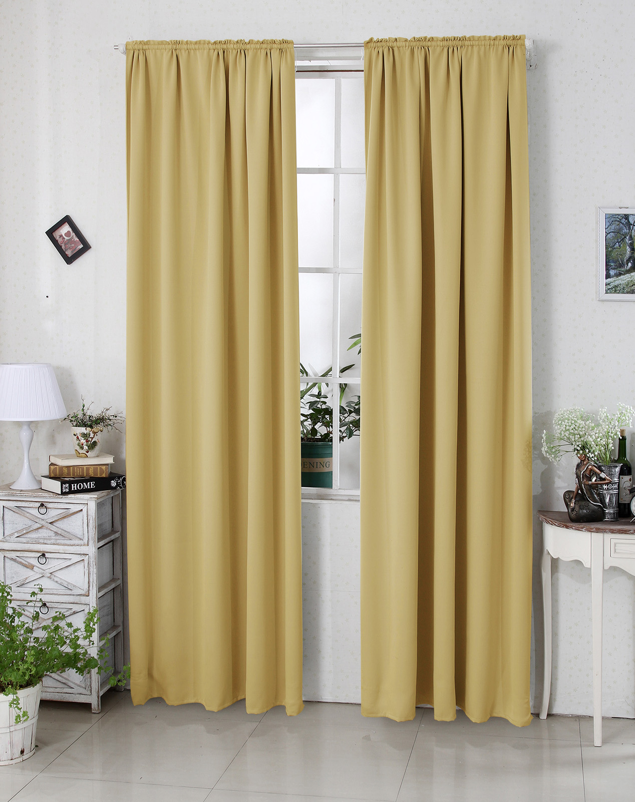 Gold Thermal Curtains Beige Metallic Block Out Tapetop Pencil Pleat Curtain Pair 