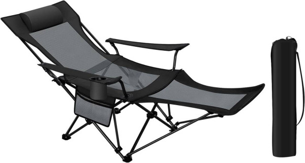 WOLTU Campingstuhl klappbar, mit Verstellbarer Rückenlehne Fußablage, 150 kg