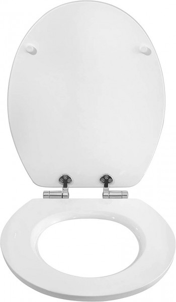 Toilettendeckel Holz Weiß, WC Sitz mit Absenkautomatik, Universeller O Form