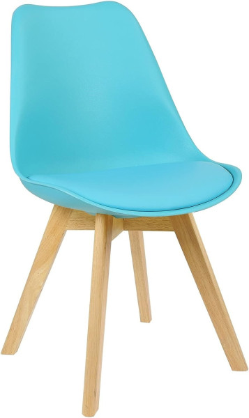 Esszimmerstuhl Design Stuhl aus PP, Kunstleder, Schaumstoff, Massivholz, Blau