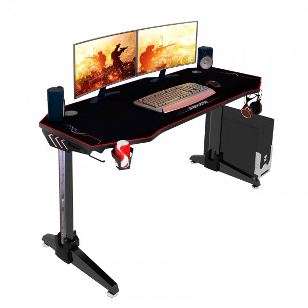 Gaming Tisch Computertisch mit LED Beleuchtung 57x73x140,5 cm