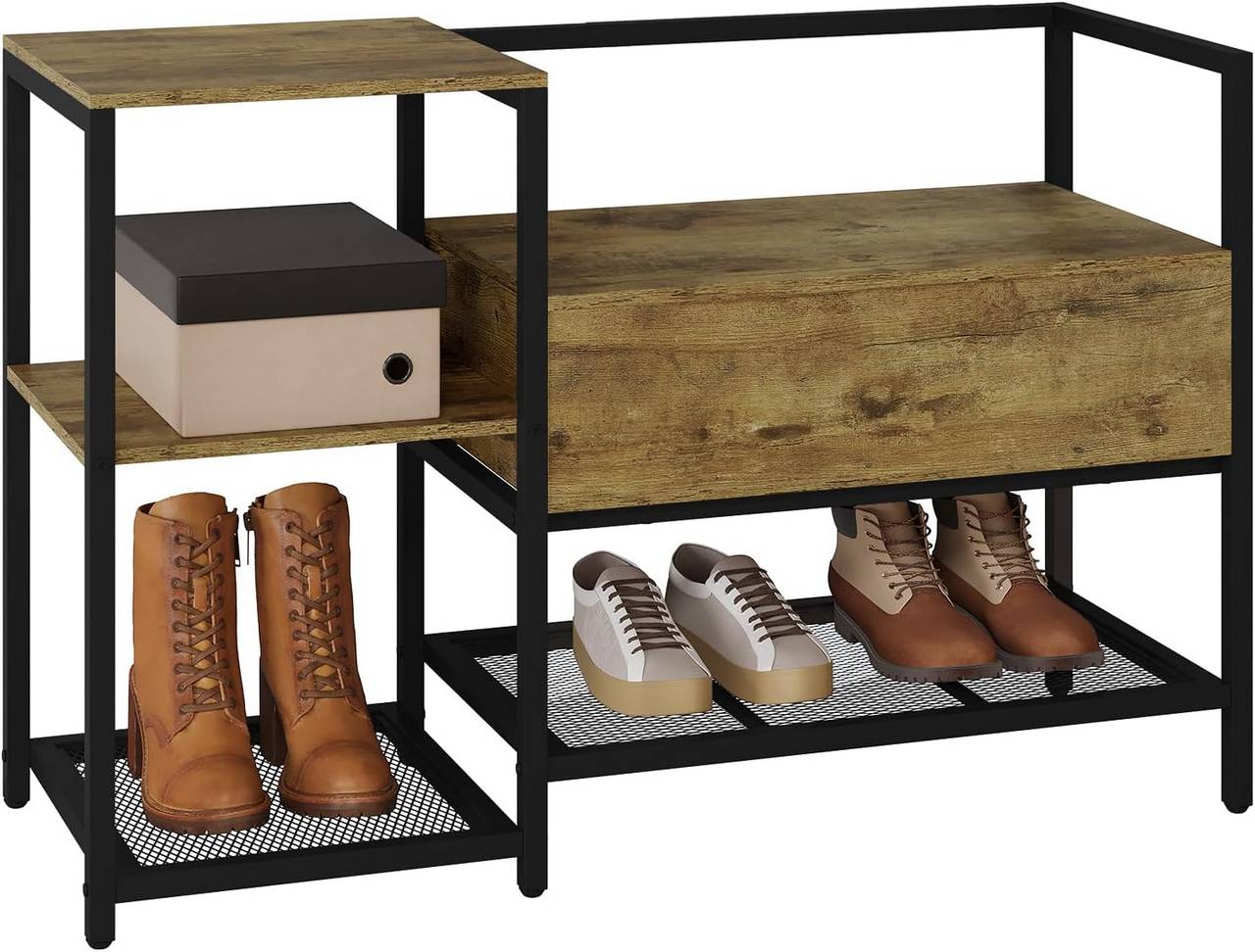 Zapatero de madera 4 niveles. estantería, mueble zapatero de madera 4  alturas multiuso, soporte para zapatos, recibidor - 62,5 x
