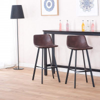 2 piece leatherette designer Bar stool - antique leather optic - brown