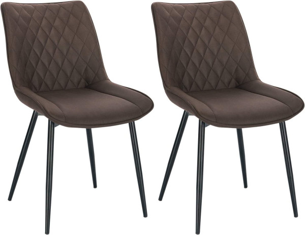 2er-Set Esszimmerstühle Küchenstühle Sitzfläche aus Stoffbezug Gestell aus Metall dunkelbrau