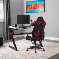 Gaming chair with headrest & lumbar cushion with fabric cover 