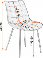6er-Set Esszimmerstühle mit Rückenlehne, Sitzfläche aus Samt, Gestell aus Metallbeine hellgrau