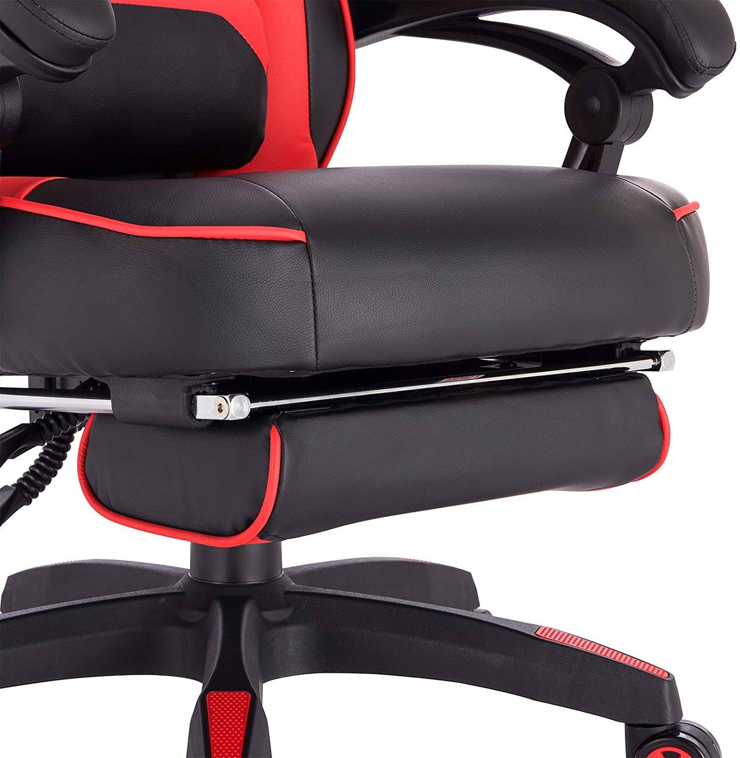 Gaming Stuhl mit Kopfstütze, Lendenkissen & Fußstütze Kunstleder