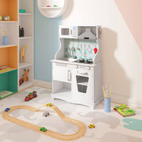 Kinderküche Spielküche Holz Spielzeugküche mit Dunstabzugshaube mit Ton