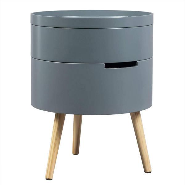 Side table bedside table, with storage space, wooden legs, MDF, 38x38x49cm(WxDxH)