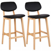 Leatherette bar stools with wooden frame, 2pcs set 