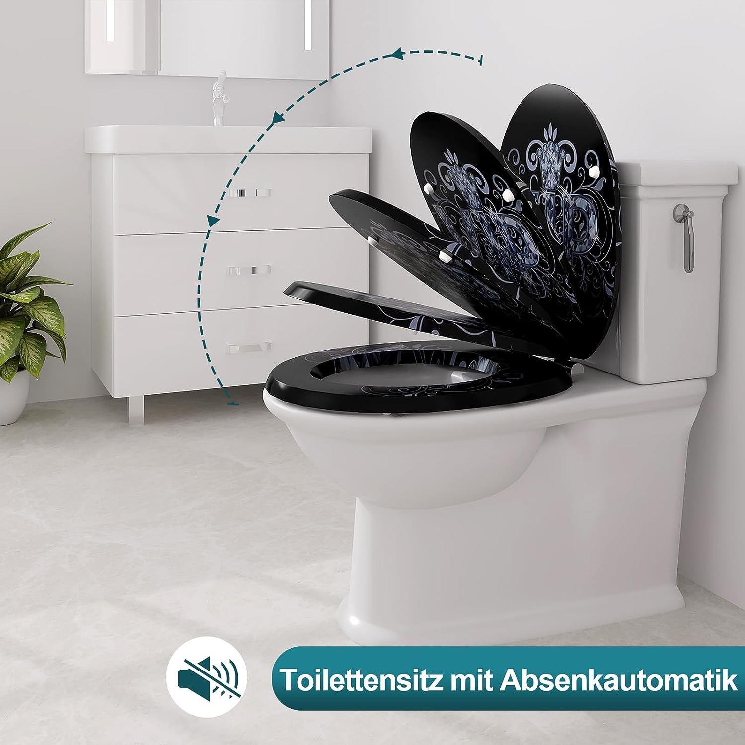 Schütte BALANCE 80022, Abattant WC avec noyau en bois (MDF), motif imprimé  sur 3 faces, compatible avec la majorité des cuvettes WC : :  Bricolage