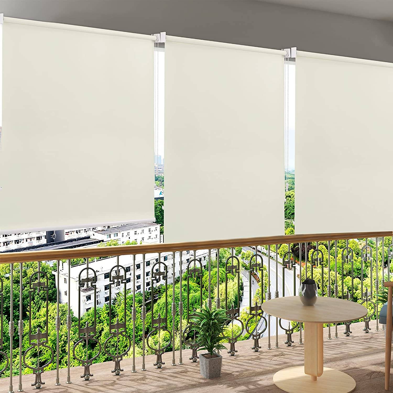Estor Enrollable Sin Taladrar 30 x 180 cm Privacidad Protección Estor Opaco  Persianas Fijación sin Taladrar para Puertas de balcón, Blanco