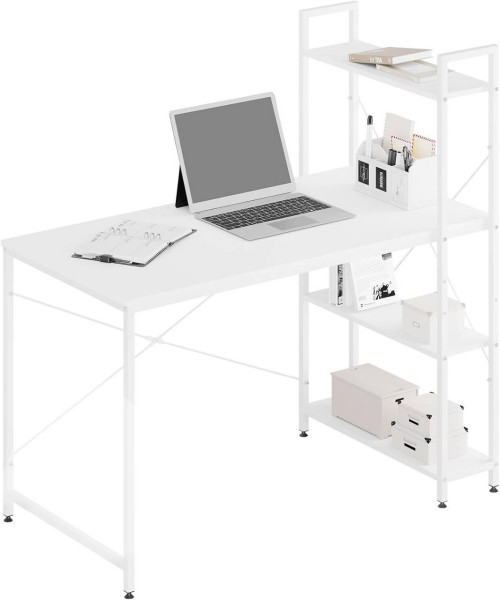 Schreibtisch Büromöbel PC Tisch Bürotisch Arbeitstisch aus Holz&Stahl, Weiß