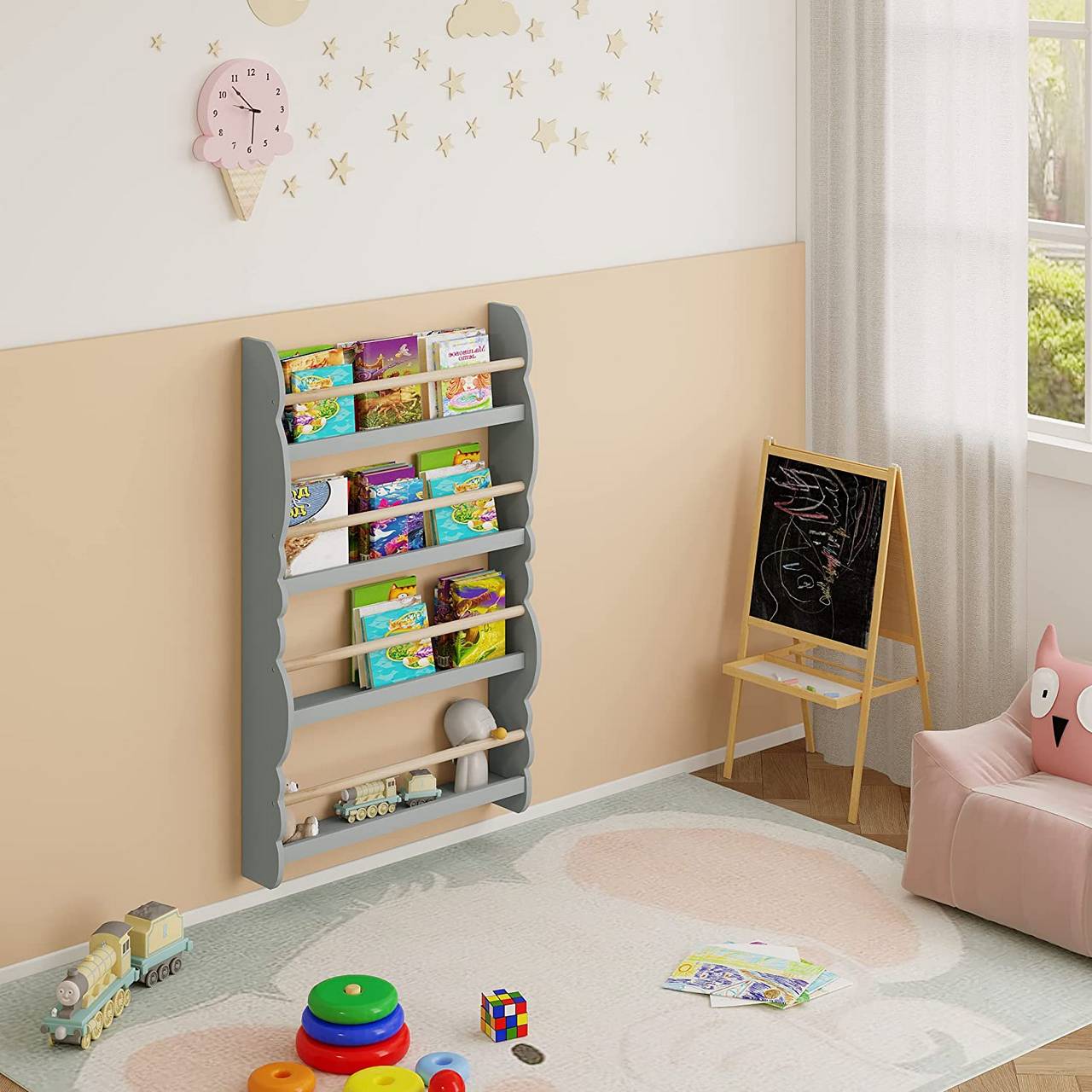 Organizador/Librería infantil modelo nube color blancol. 58 x d. 18 x h.  100 cm