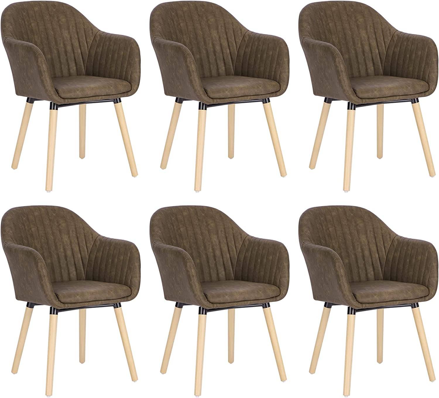 6x esszimmerstühle küchenstuhl polsterstuhl wohnzimmerstuhl design stuhl  kunstleder massivholz
