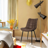 2er-Set Esszimmerstühle mit Rückenlehne, Sitzfläche aus Kunstleder, Metallbeine