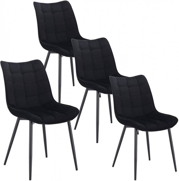 4er-Set Küchenstuhl mit Rückenlehne aus Samt Metallbeine Elif,schwarz