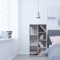 Bookshelf Standing Shelving Free Standing Storage Rack 7 compartments of different sizes