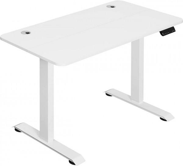 Höhenverstellbar Schreibtisch Elektrisch mit Tischplatte 120 x 60 cm und 4 Memory-Steuerungen Weiß + Weiß Gestell