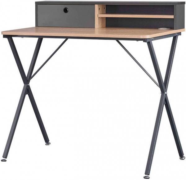 Schreibtisch mit Ablage 90x50x88,5 cm, hell eiche-grau