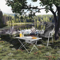 WOLTU aluminum camping table folding table portable with carrying bag, folding table small, silver