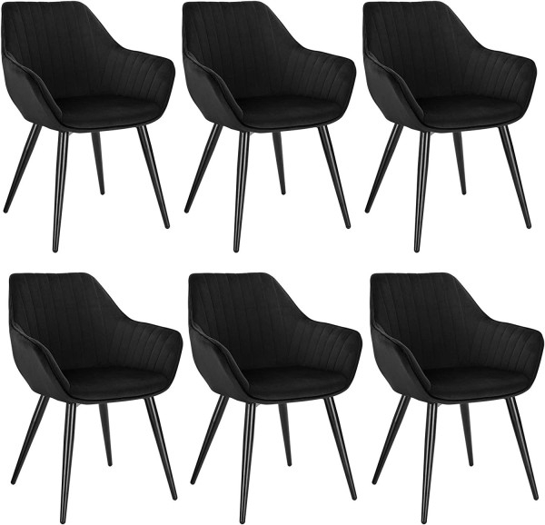 6X Esszimmerstühle mit Armlehnen und Rückenlehne Metallbeine 40x45x84cm schwarz