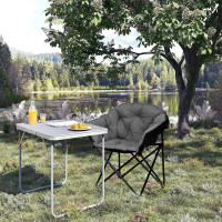 WOLTU Padded Linen Oxford Camping Chair 150kg Black + Dark Gray