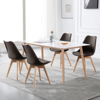 Esszimmerstuhl Design Stuhl aus PP, Kunstleder, Schaumstoff, Massivholz, Braun