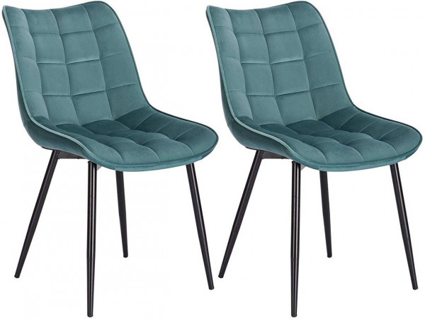 2er-Set Esszimmerstühle mit Rückenlehne, Sitzfläche aus Samt, Metallbeine