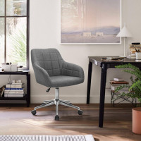Office stool Rolling stool with linen backrest and armrests