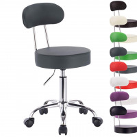 Height-adjustable leatherette stool with backrest 