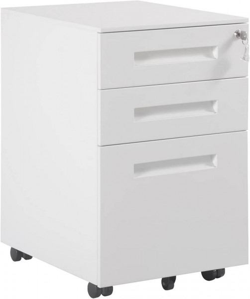Rollcontainer Büroschrank mit 3 Schubladen weiß