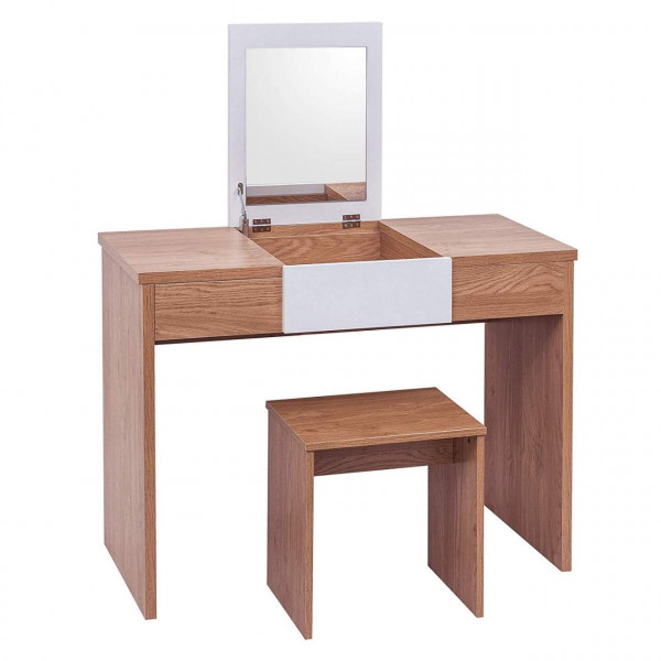 Schminkttisch mit Hocker & klappbarem Spiegel