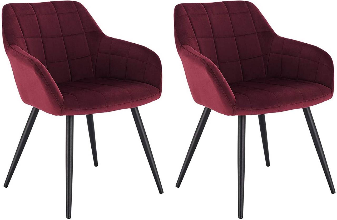 2x Esszimmerstühle 4er Set Esszimmerstuhl Küchenstuhl Polsterstuhl Design  Stuhl mit Armlehne, mit Sitzfläche aus Samt, Gestell aus Metall