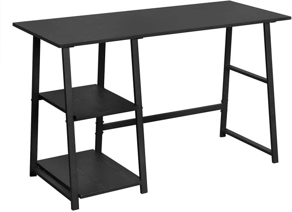 Schreibtisch Computertisch mit 2 Ablage Holz Stahl,schwarz