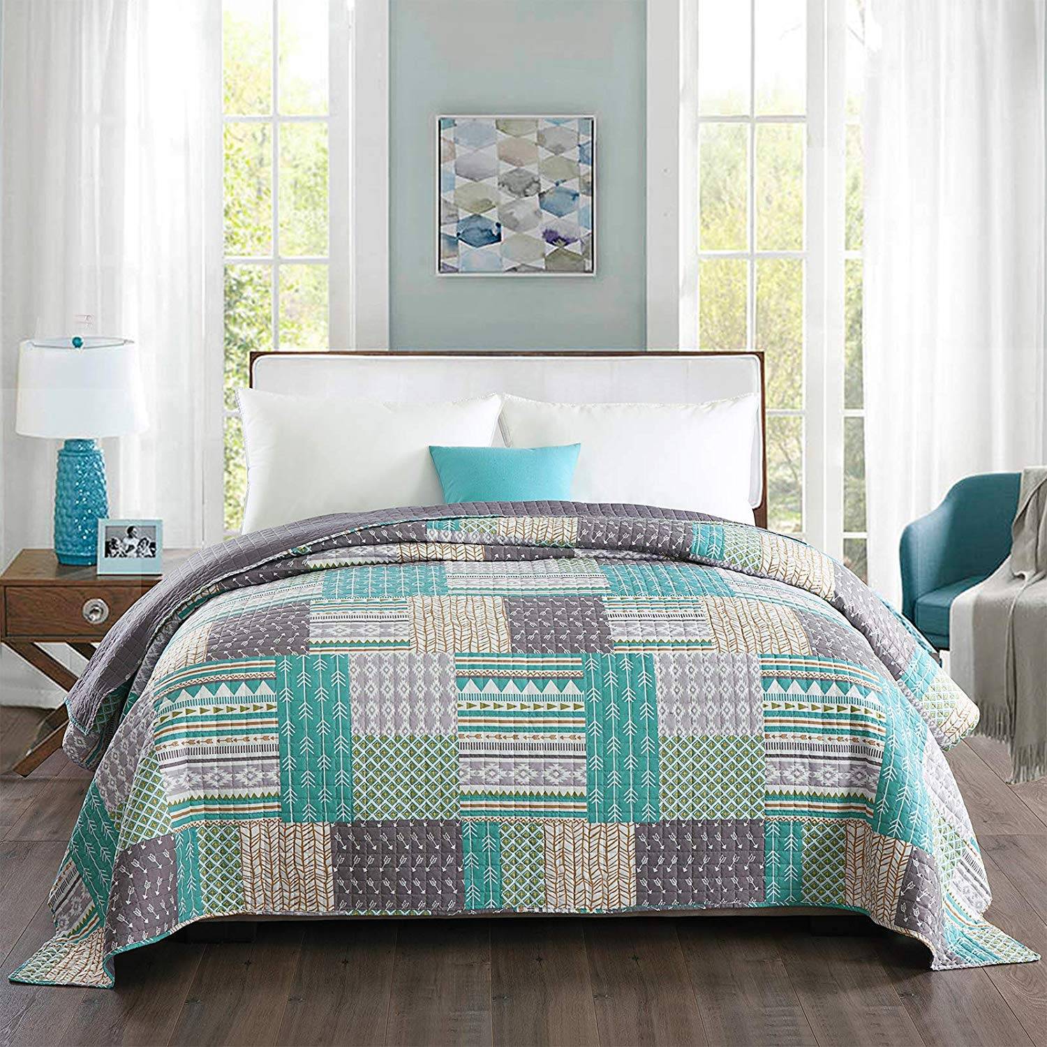 Bedspread Quilted Patchwork Bed Throw Blanket Lightweight