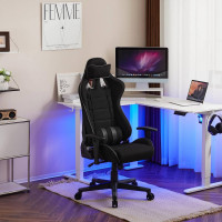 Gaming Stuhl, Bürostuhl ergonomisch, 150 kg belastbar, Drehsessel, Mesh-Gewebe grau