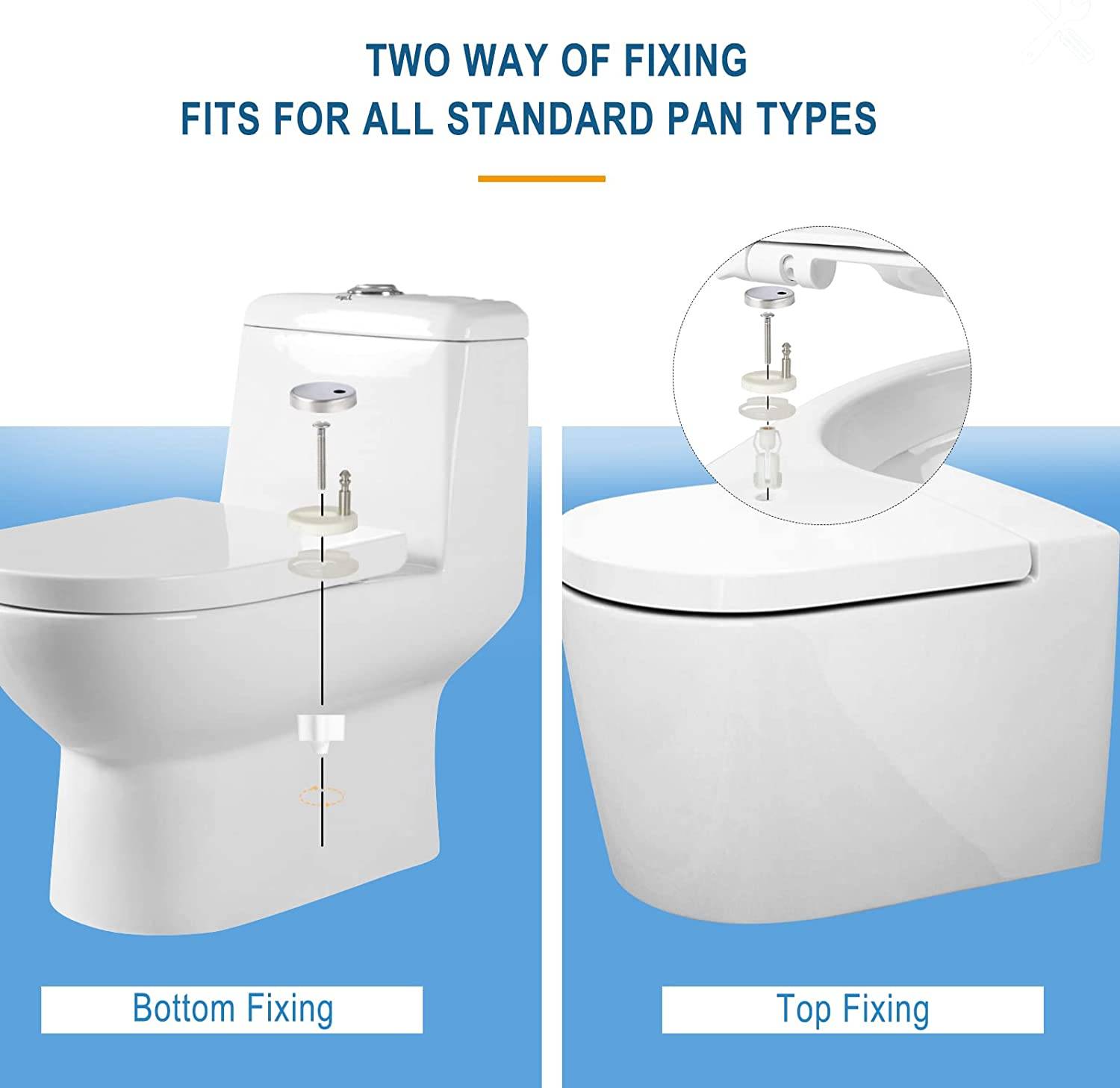 WOLTU WS2586 Abattant WC plastique,Couvercle de WC softclose,Siège de  toilette Fast Fix/fixation,Anti-bactérien,Blanc : : Bricolage