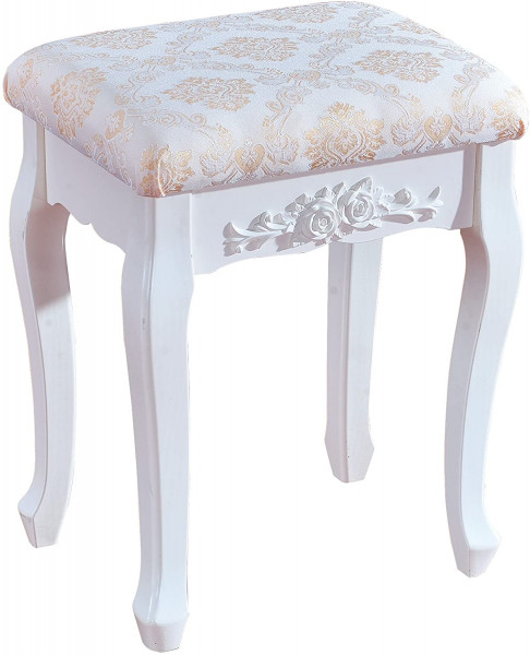 For Living Room Bedroom BUYAOBIAOXL Dressing Table Stool Vanity Dressing Table Stool Color : Beige, Size : Silver Padded Bench Chair Makeup Seat Baroque Piano Chair With Plastic Steel Legs 